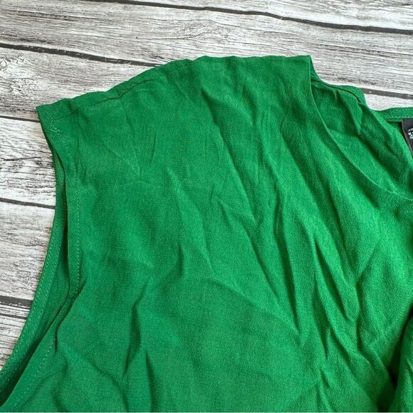 MNG Basics Women's Sleeveless Crinkle Ruffle Detail Tank Blouse Emerald Green 8 - Picture 6 of 12